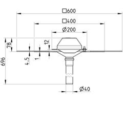Line drawing of a drain from the series Drain for siphonic-bitumen collar.