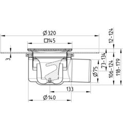 Line drawing of a drain from the series Drain-Liquid membrane-145.