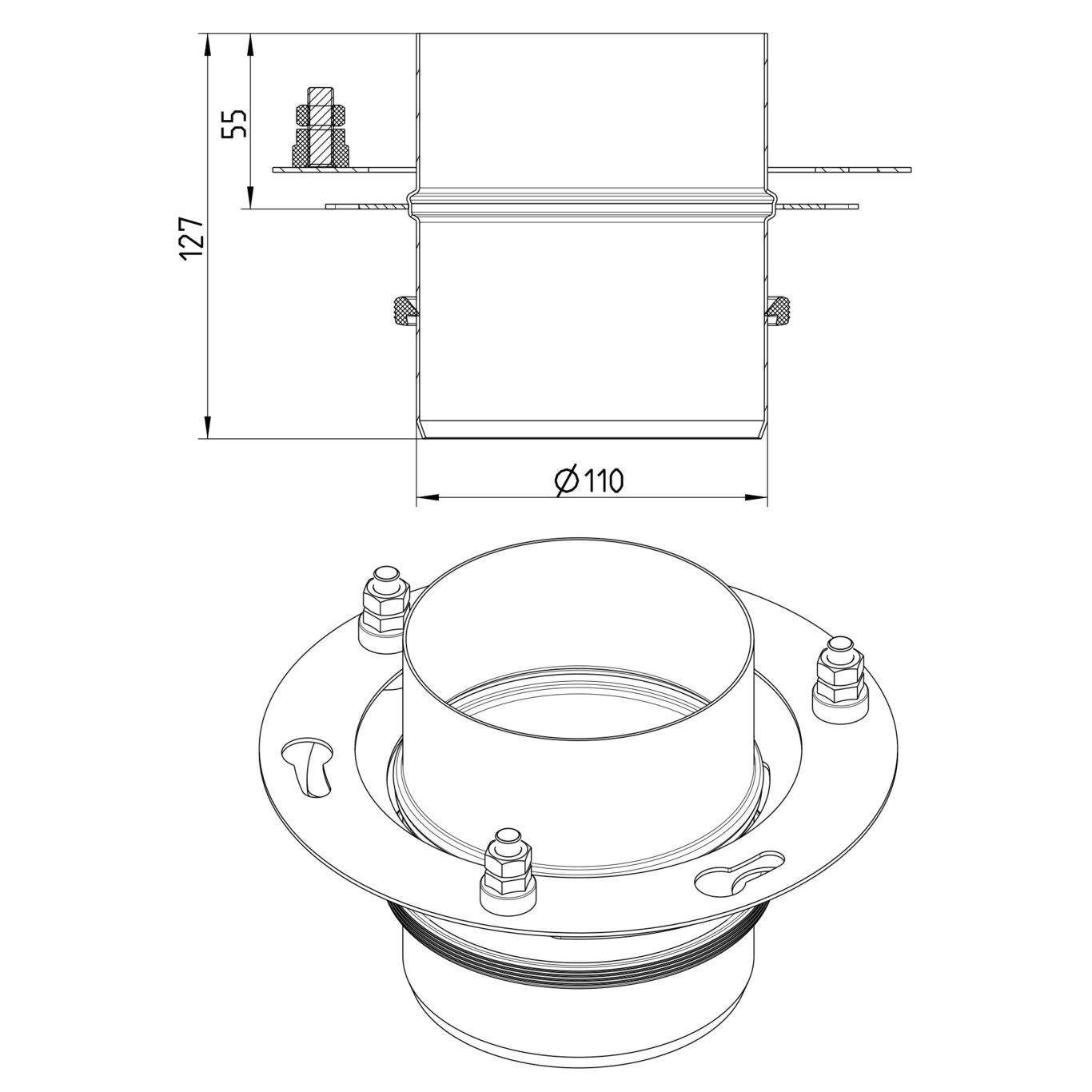 Line drawing of an other product from the series Roof-stand pipe.